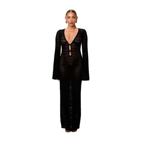 Crochet Keyhole Maxi Dress Petite by Naked Wardrobe - Picture 1 of 4